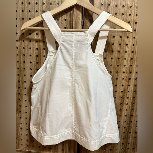 NEW Overall White Crop Top Tank Button Straps Overalls - Picture 2 of 4